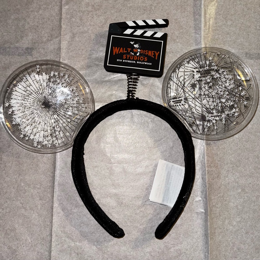 Disney Black Headband with Clear Sparkle Mickey Ears